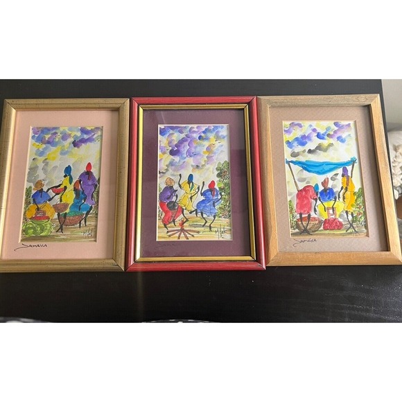 Jamaican Women Working Water Color Paintings- WallArt - By M.Hall Matted&framed - Picture 2 of 12